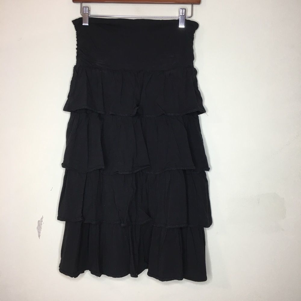 J. Crew Sz M Black Ruffled Skirt